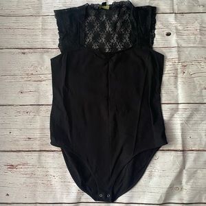 NWOT Forever21 Black Lace Bodysuit